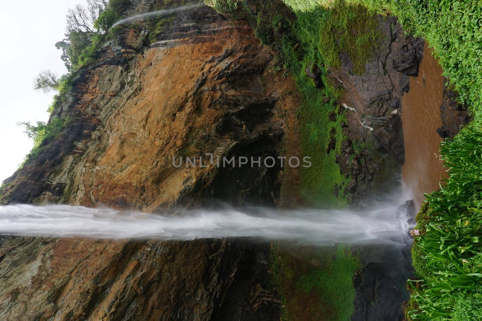 Very high waterfall, one of the Sipi Falls in Mount Elgon National Park, eastern Uganda