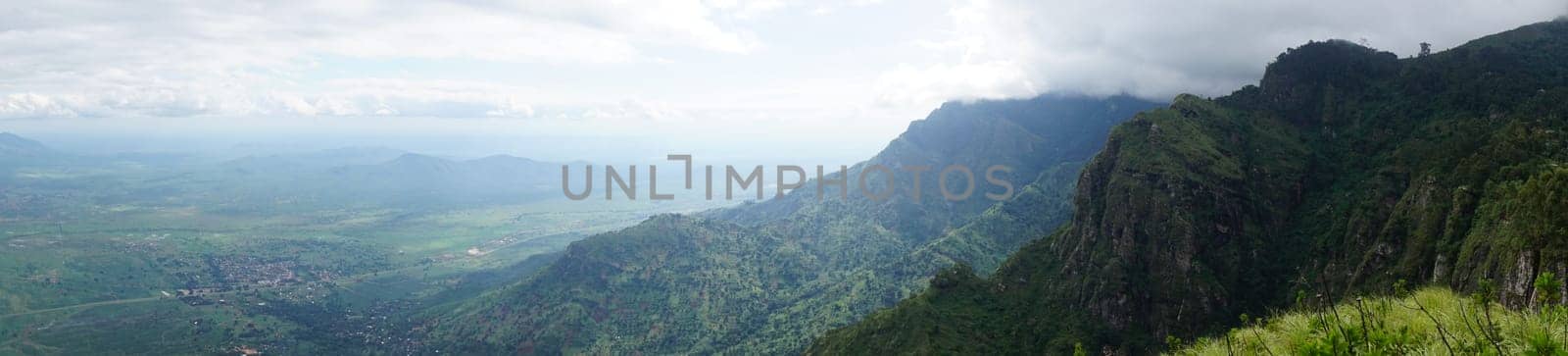 Panorama of the view from the edge of the Usambara Mountains, Lushoto, Tanzania 2021