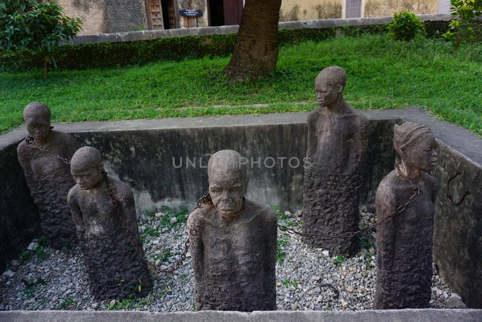 The Slave Market Memorial in Stone Town, Zanzibar, Tanzania 2021, created by sculptor Clara Sornas in 1998