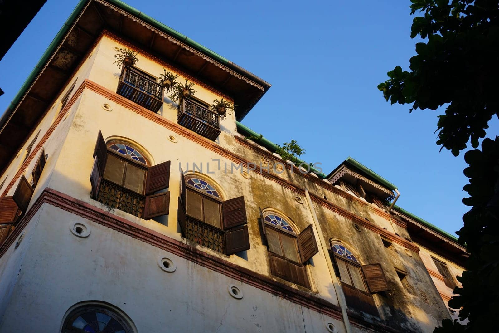 The beautiful facade of Princess Salme Museum Building, Stone Town, Zanzibar, Tanzania 2021