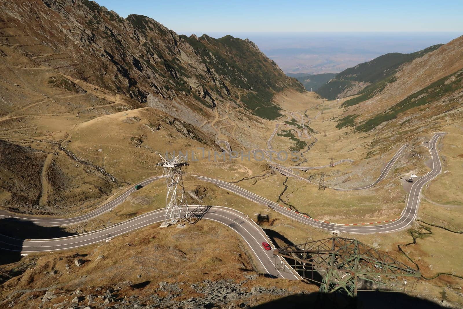 View onto the Transfagarasan Highway in early autumn, Romania 2021