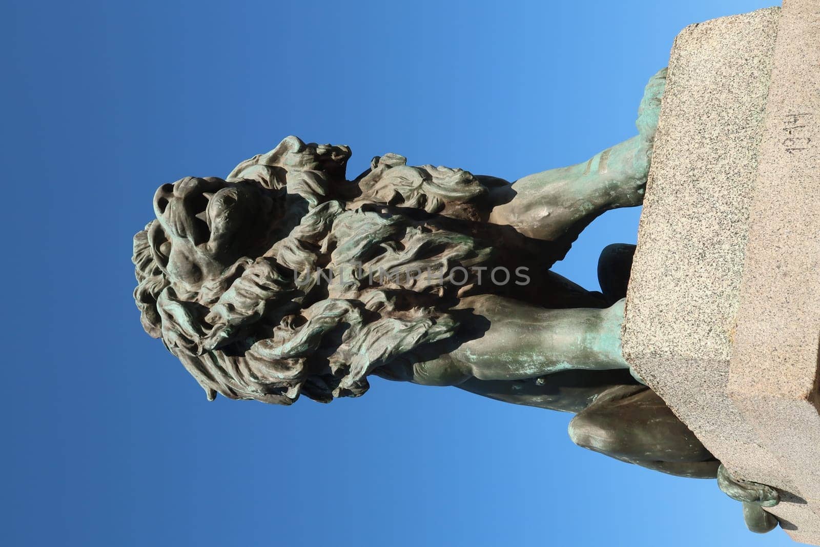 One of the famous Lions Statues of Sofia's famous Lions' Bridge, Bulgaria 2021
