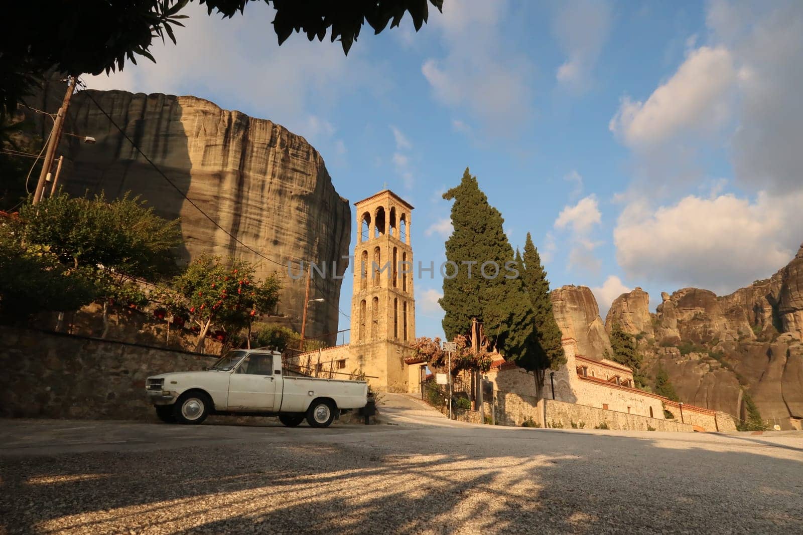 The Holy Church of the Dormition of the Virgin Mary in the old town of Kalambaka, Meteora, Greece 2021
