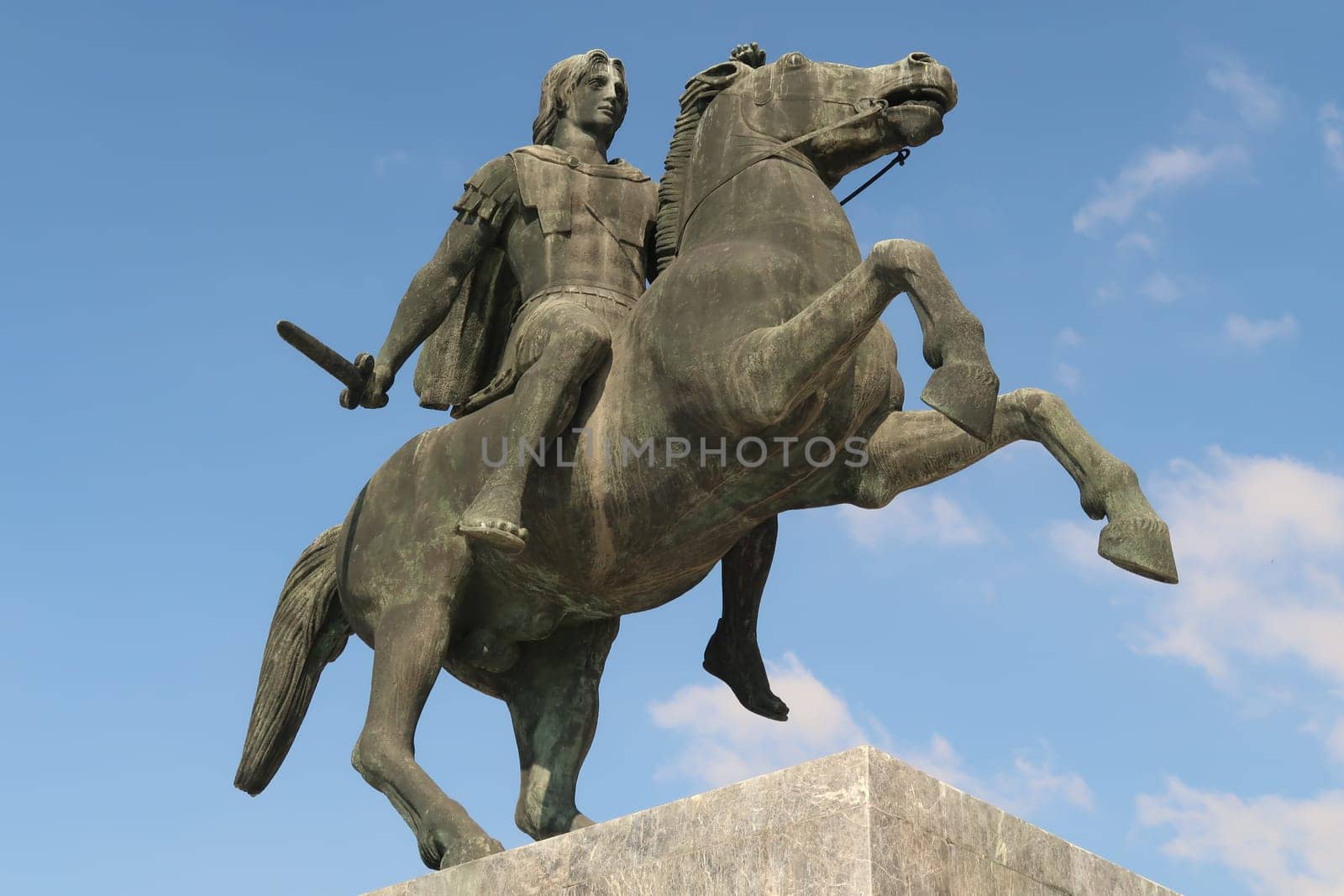 Statue of Alexander the Great at the seafront of Thessaloniki, Greece 2021