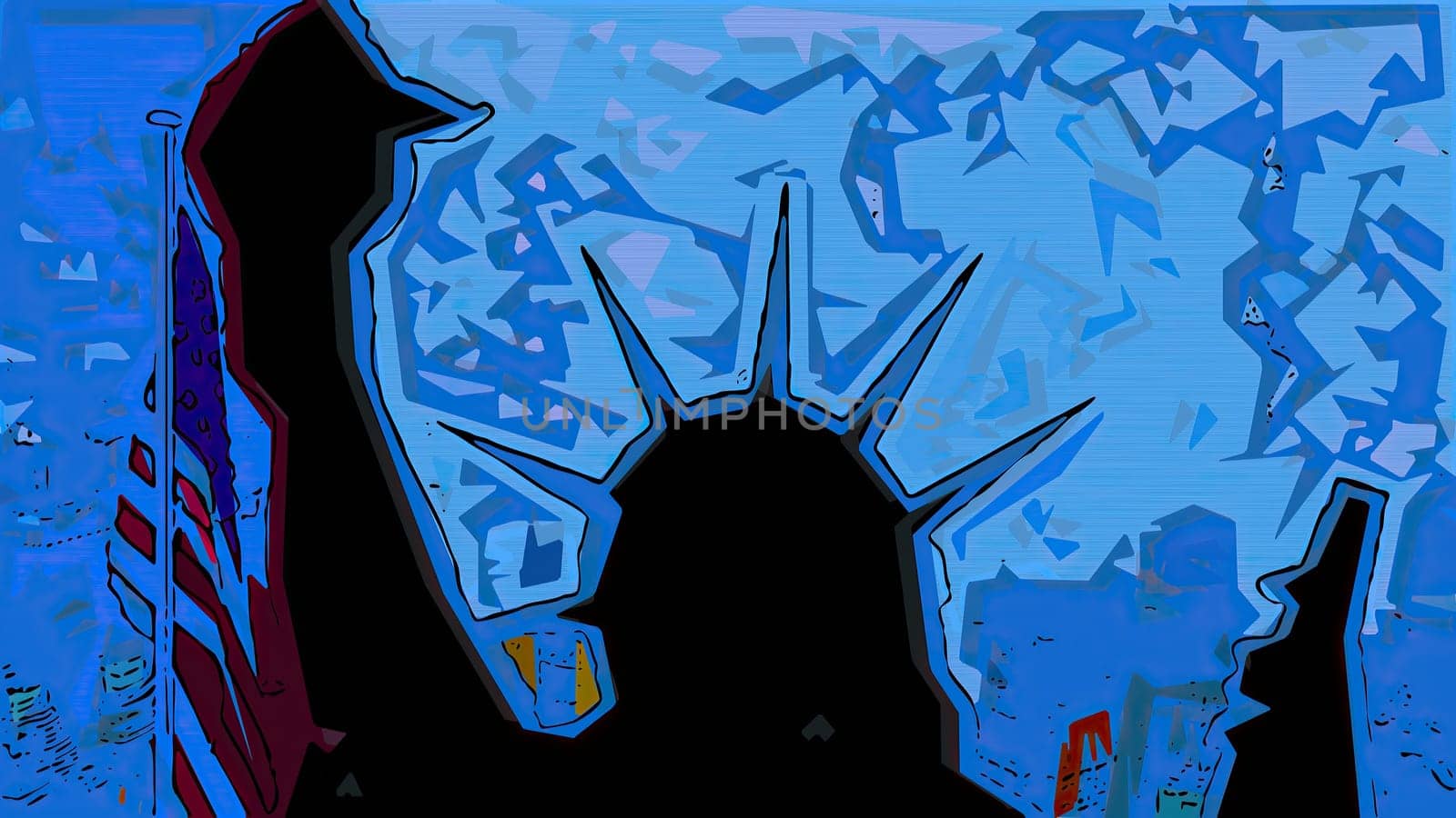 New York Statue of Liberty in a Pop Art Style Layout,New York Statue of Liberty in a Pop Art Style Layout