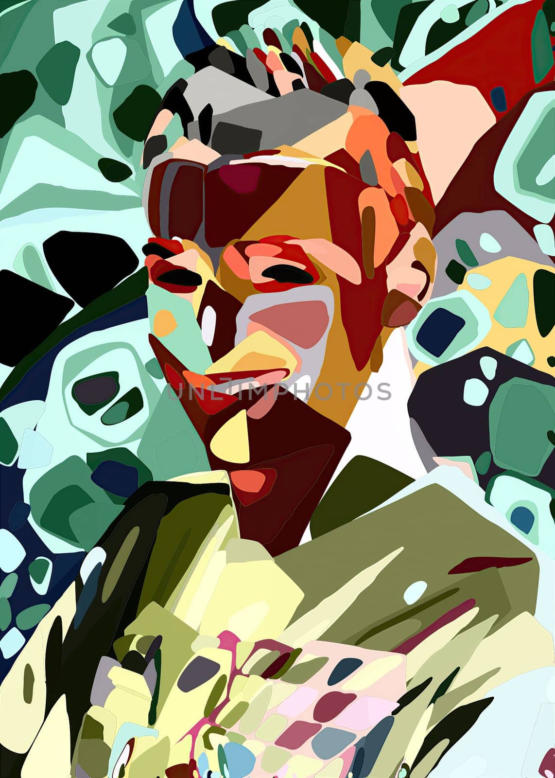Artwork abstract composition made with geometrical shapes