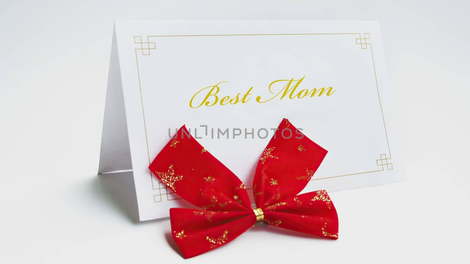 Best mum text on greeting card with bow
