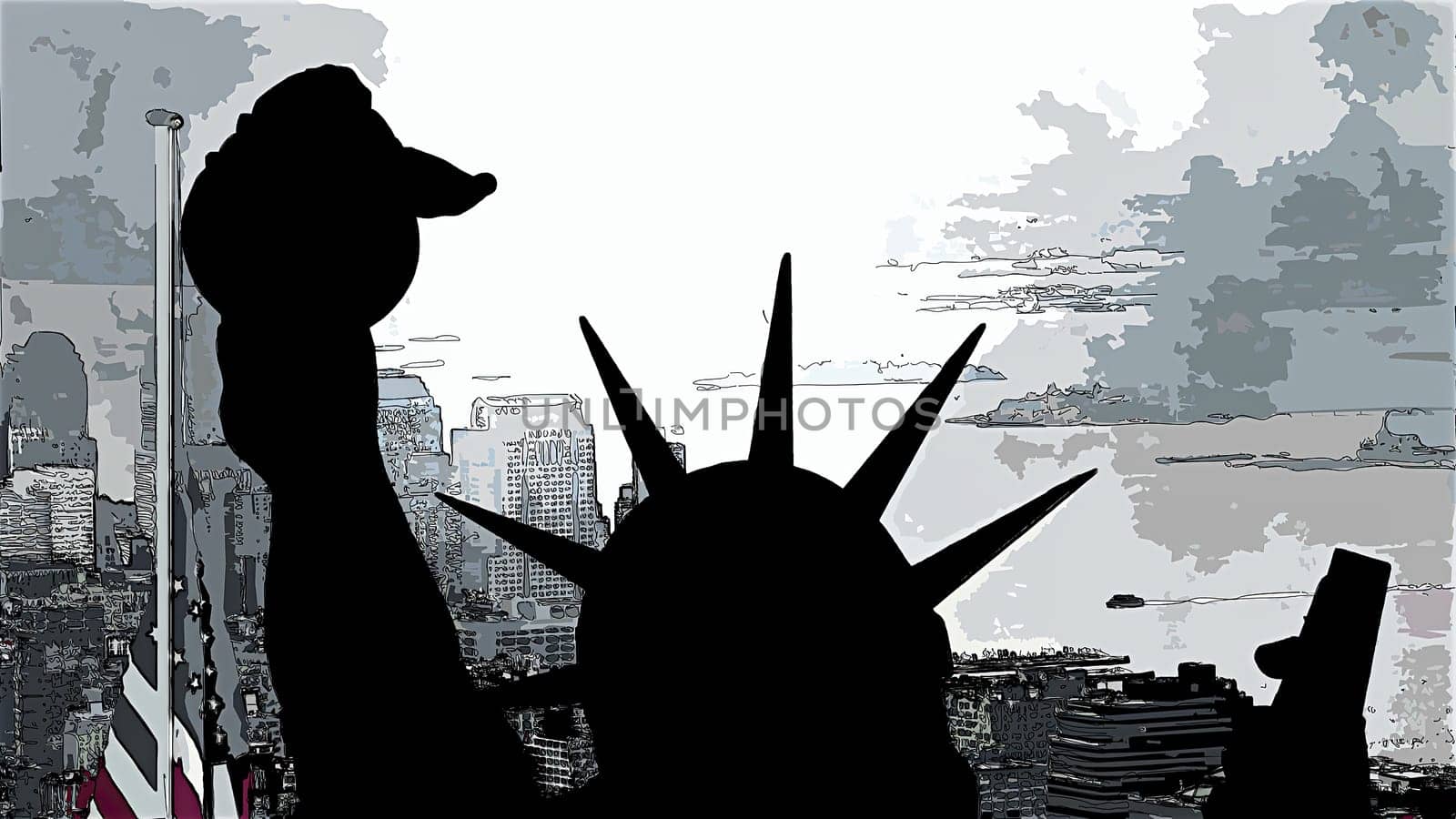 New York Statue of Liberty in a Pop Art Style Layout,New York Statue of Liberty in a Pop Art Style Layout