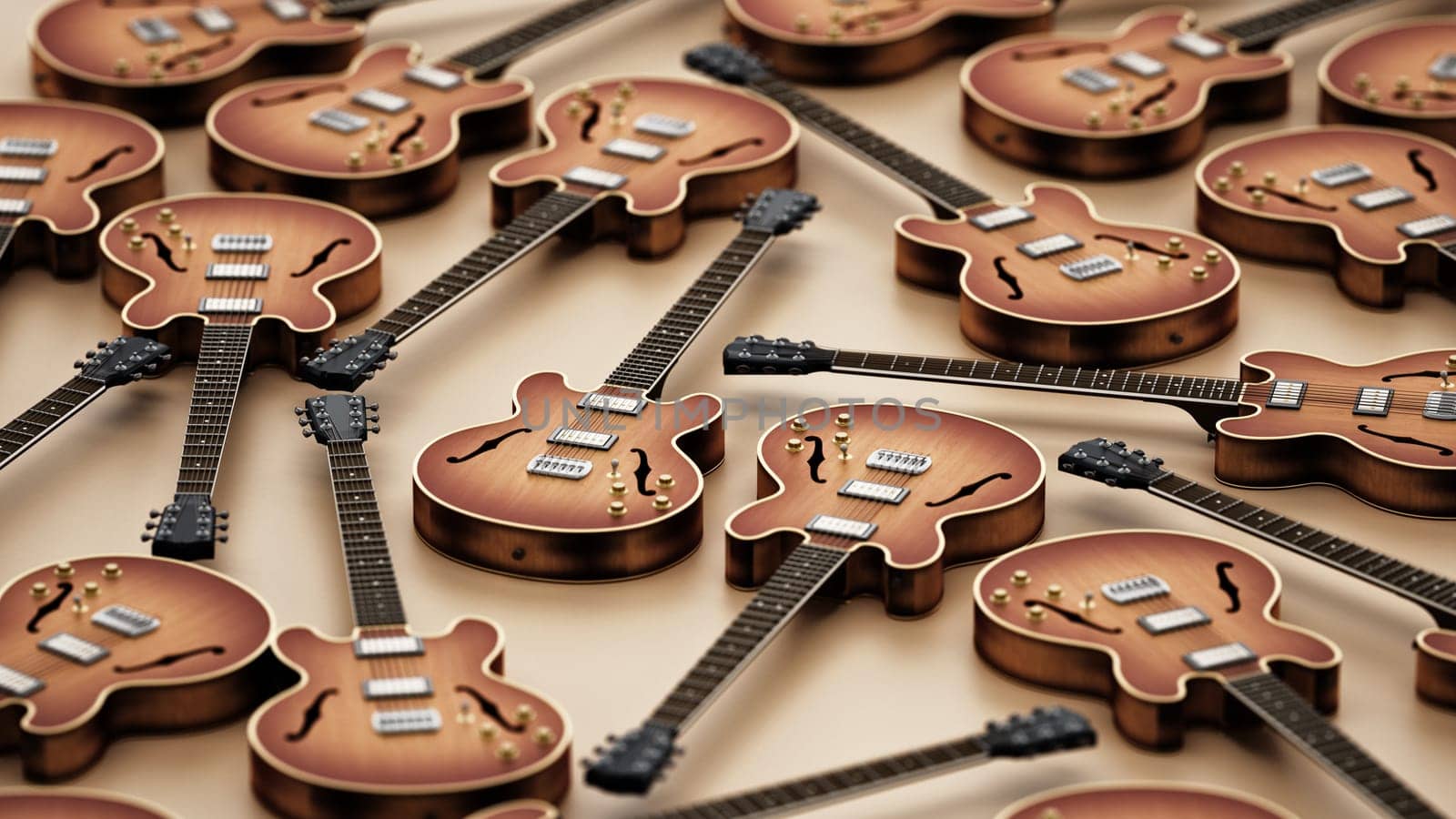 Vintage electric guitar background. 3D illustration.