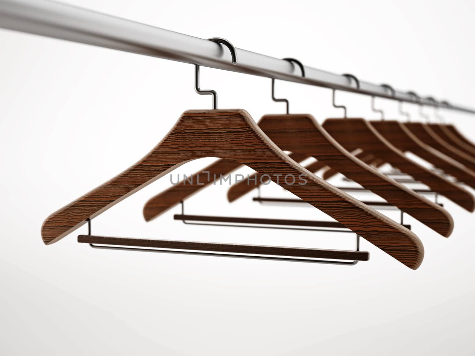 Clothes-hangers isolated on white background. 3D illustration.