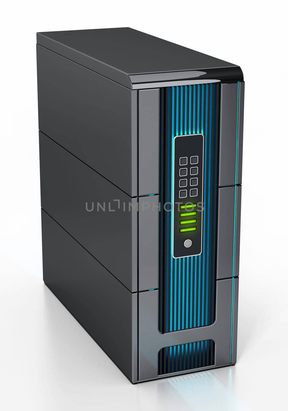 Generic network server isolated on white background. 3D illustration.