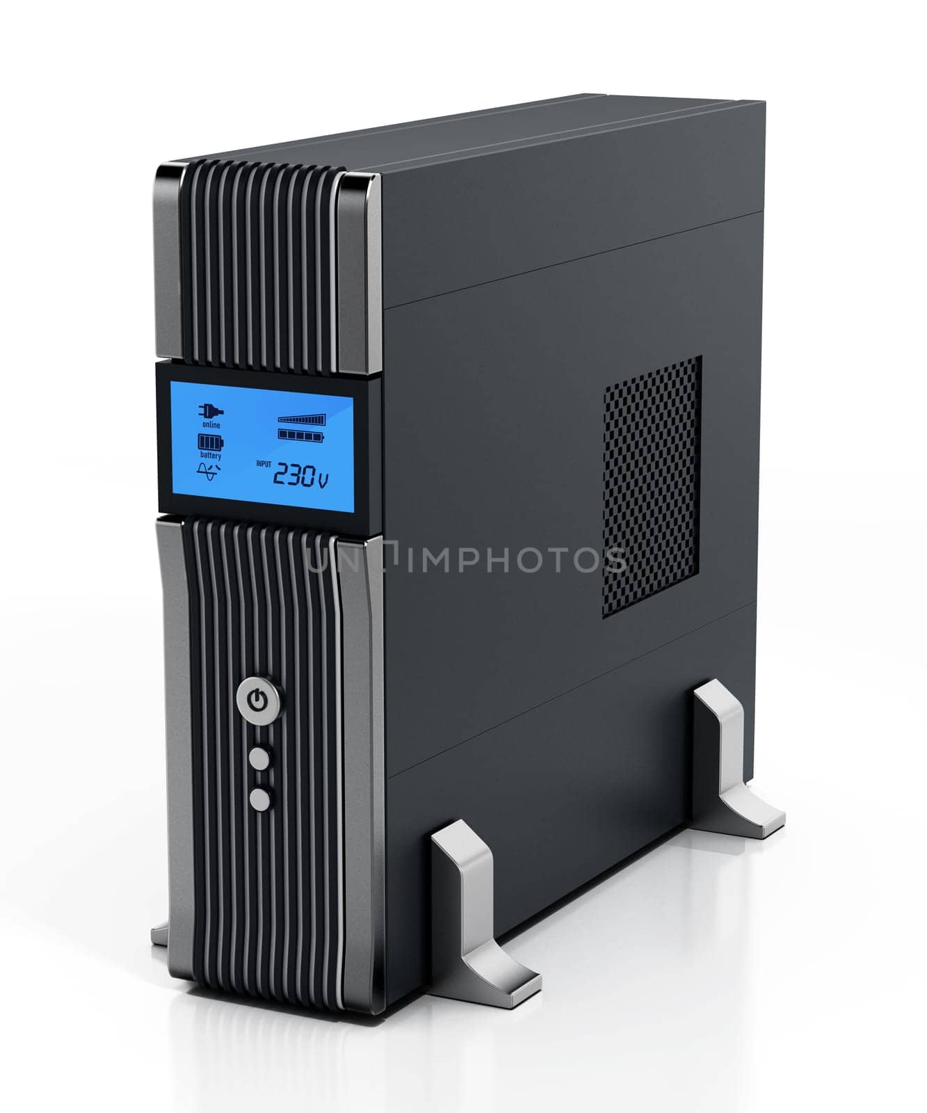 Uninterruptible power supply UPS isolated on white background. 3D illustration.