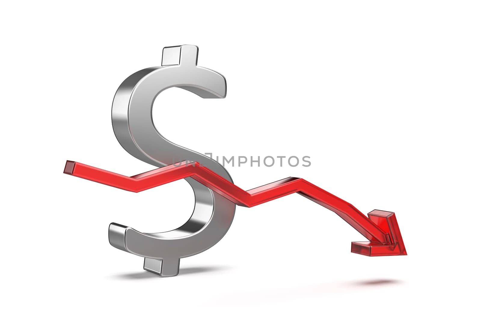 Decreasing the value of United States dollar currency, concept image