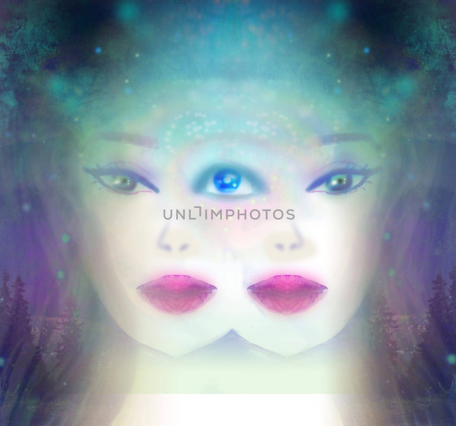 Woman with third eye, psychic supernatural senses