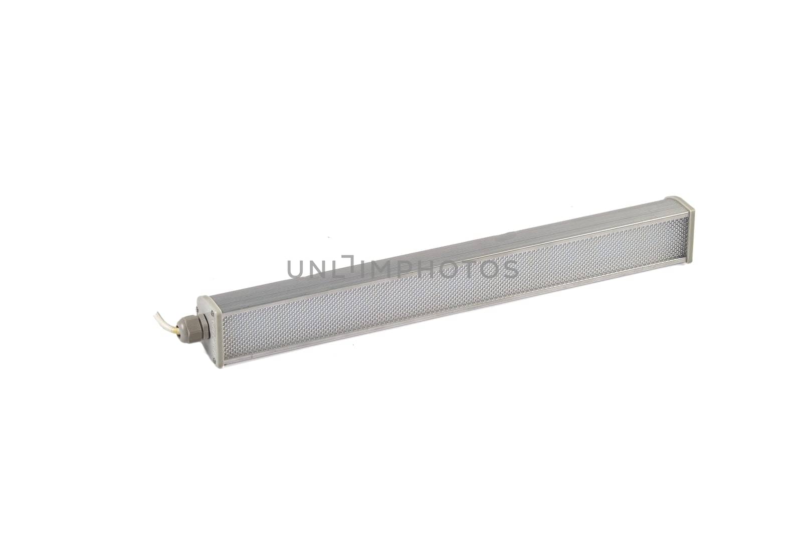 LED lamp for non-residential and public spaces on a white isolated background. Power saving. High quality photo