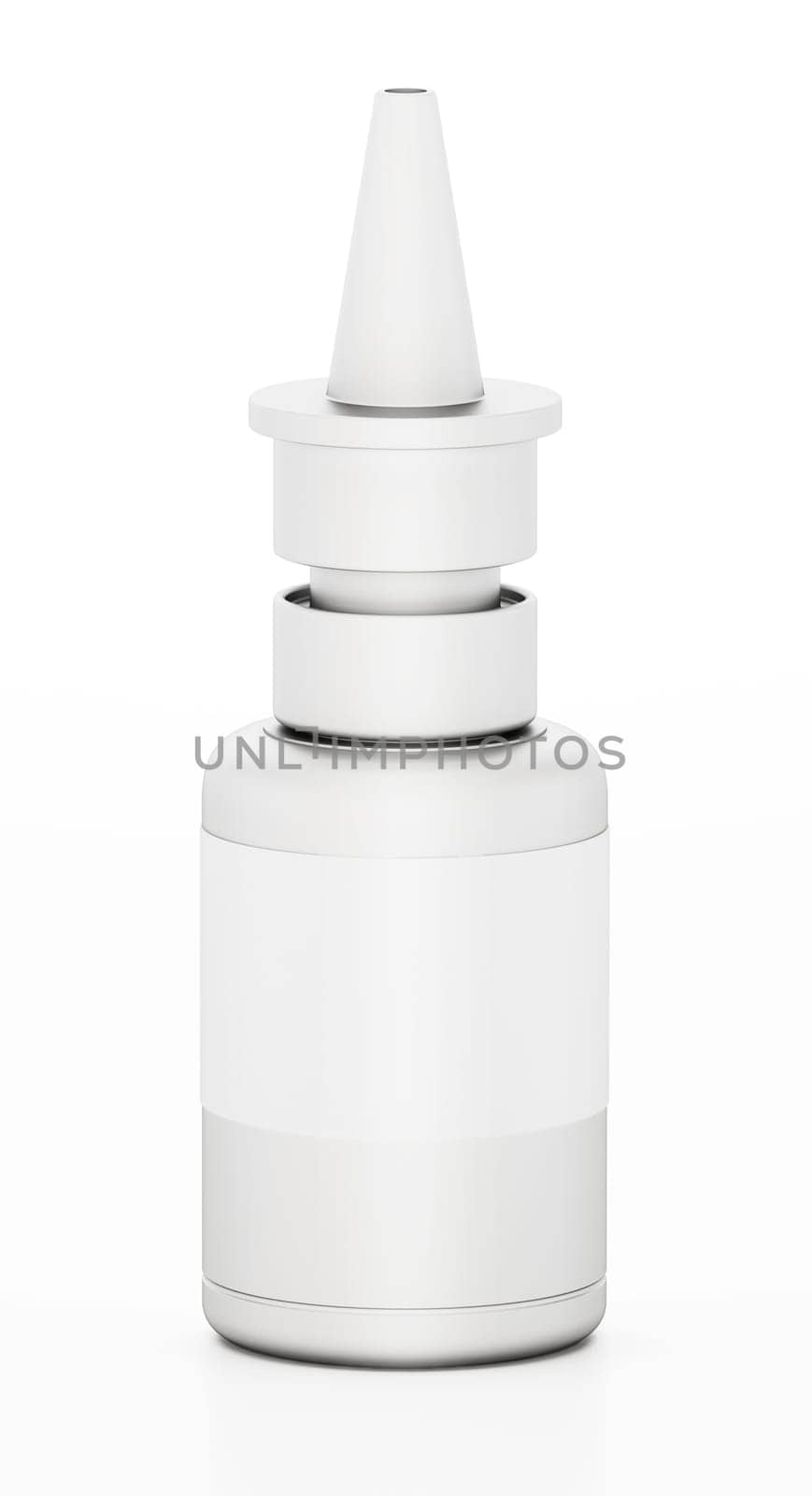 Generic nasal spray isolated on white background. 3D illustration.
