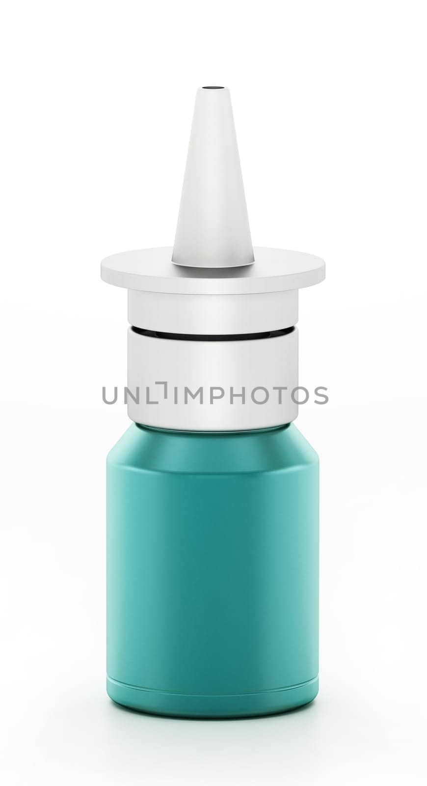 Generic nasal spray isolated on white background. 3D illustration.