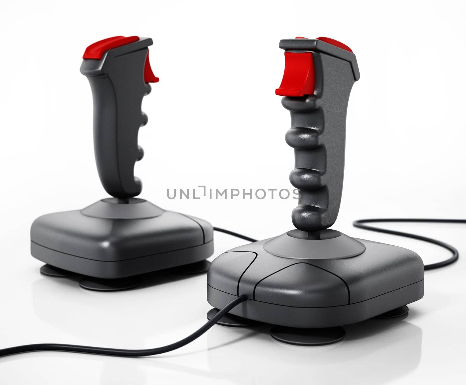 Vintage joystick isolated on white background. 3D illustration.