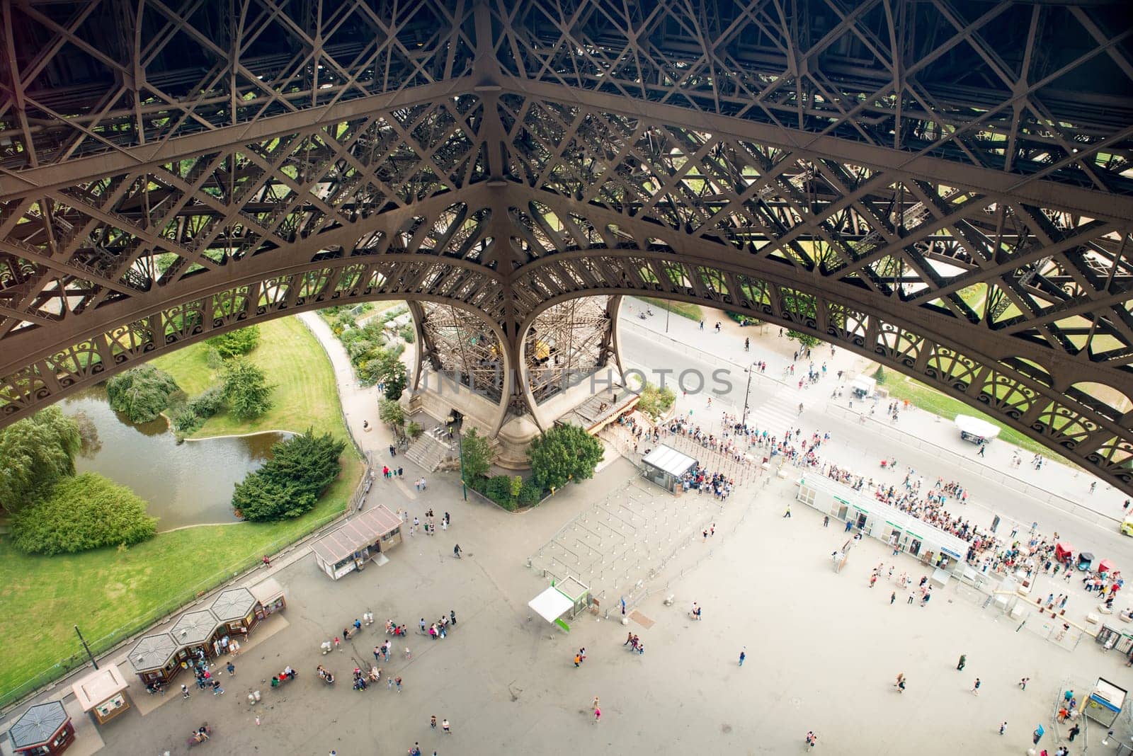 Eiffel tour in Paris, France, fisheye lens, sightseeing touristic attraction, Paris on the 04.08.2017