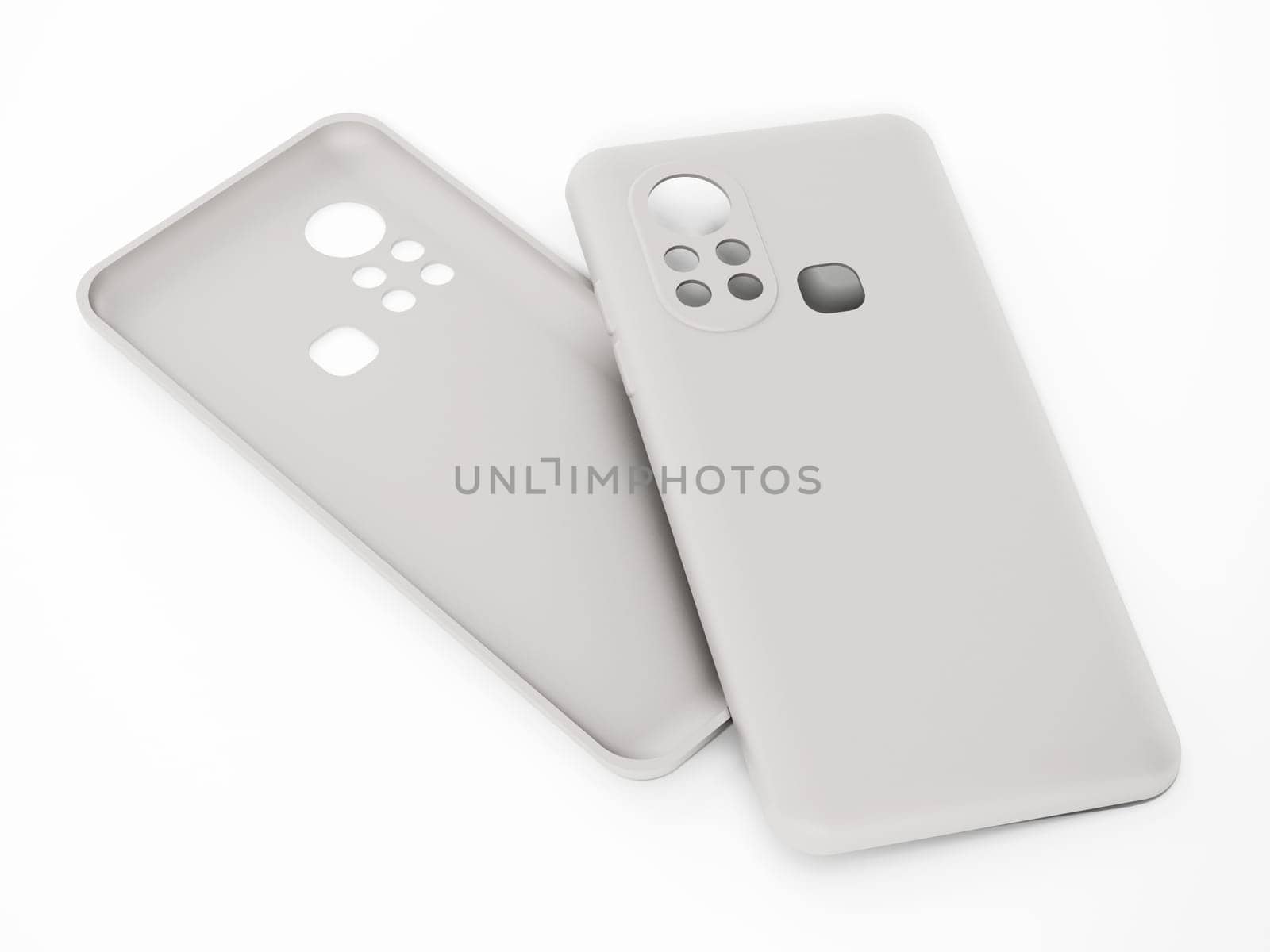 Silicone smartphone covers isolated on white background. 3D illustration.