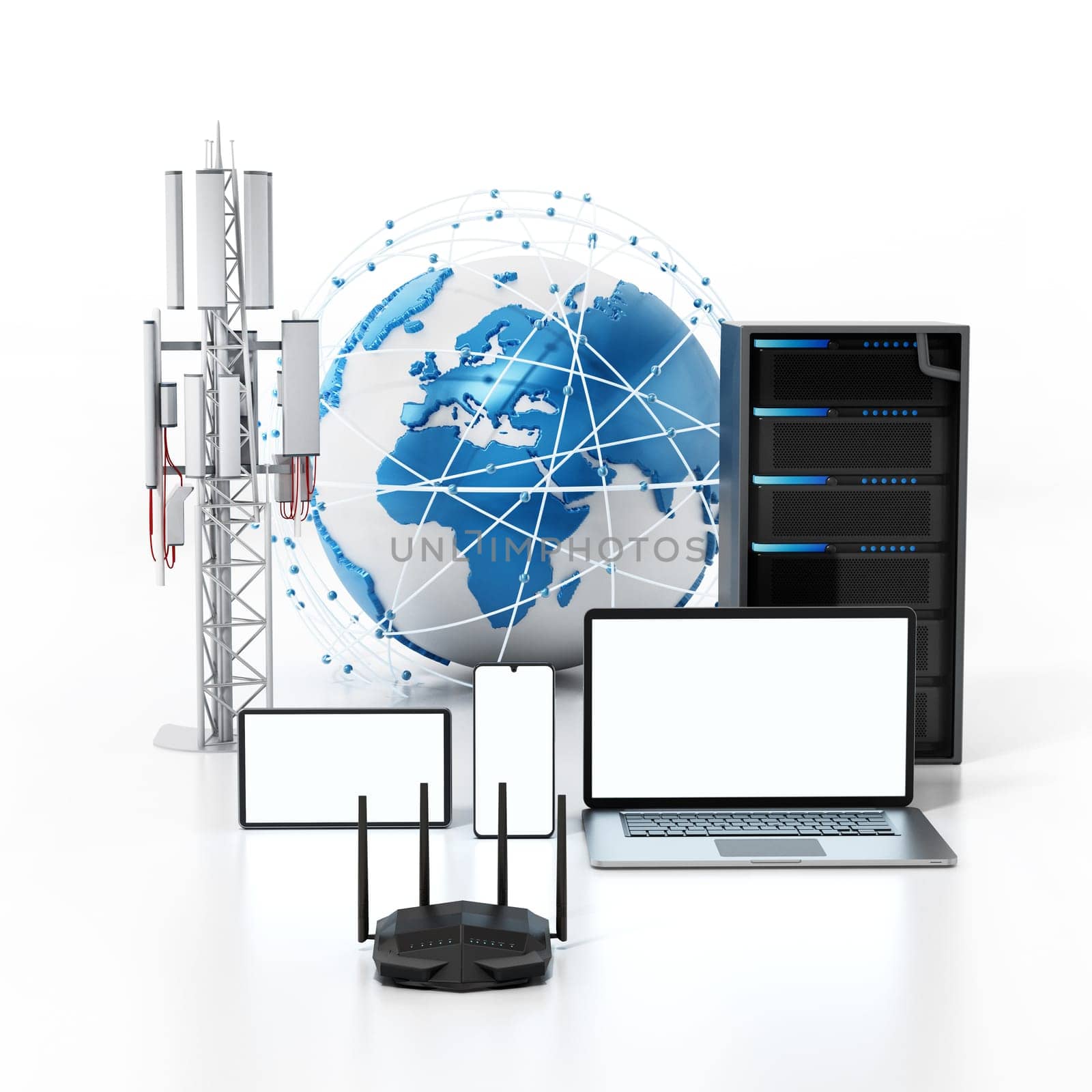 Global network concept. 3D illustration.