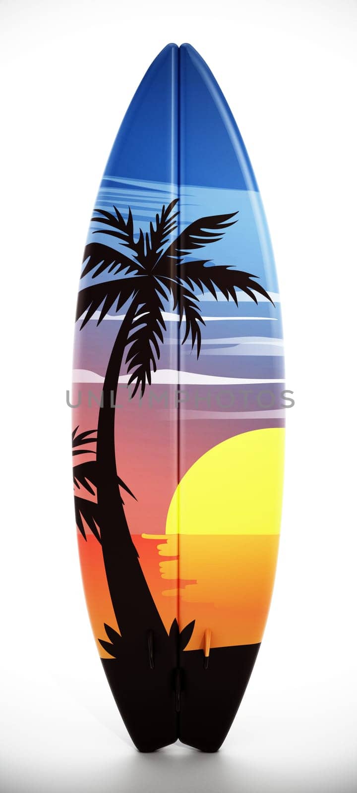 Surfboard isolated on white background. 3D illustration.