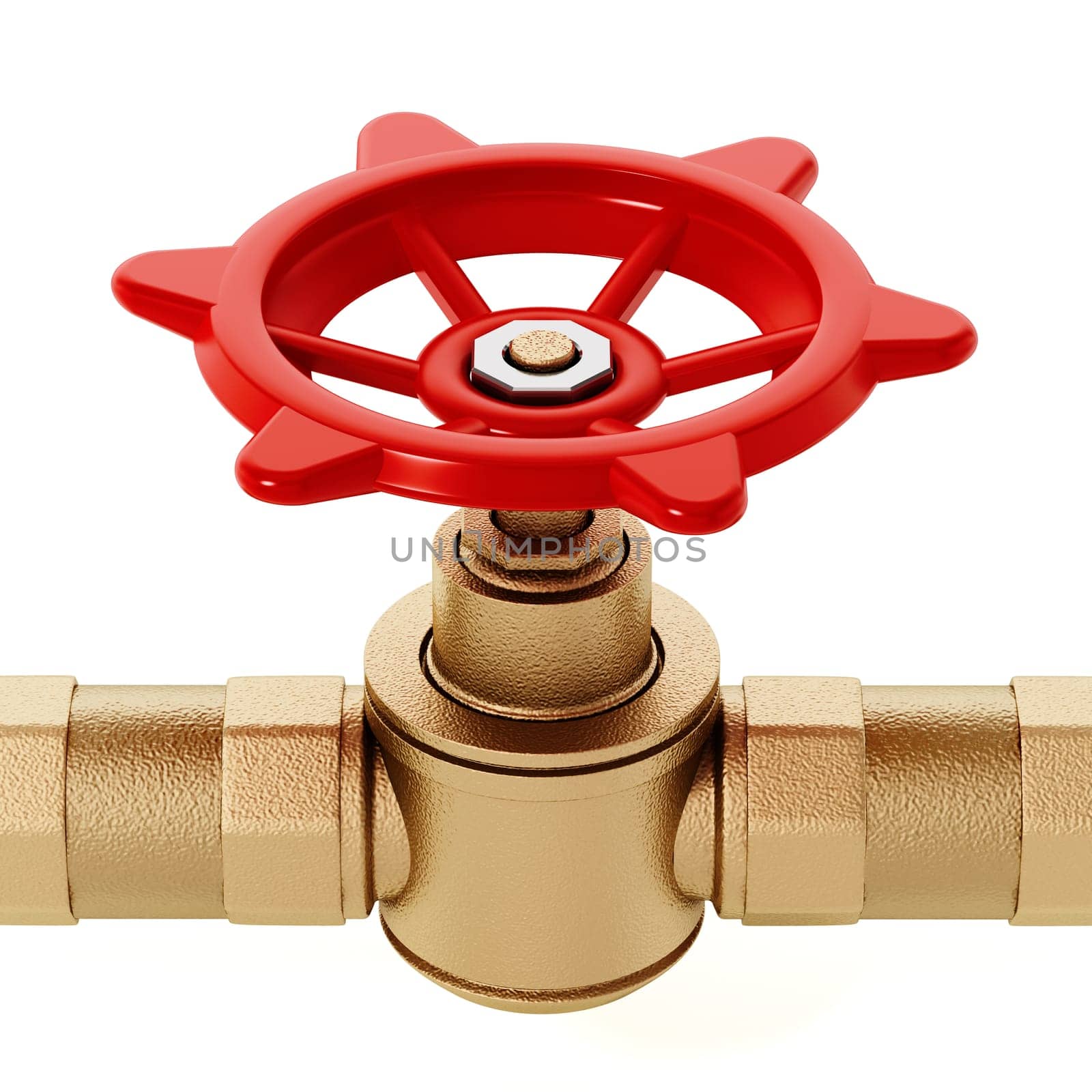 Water valve isolated on white background. 3D illustration.