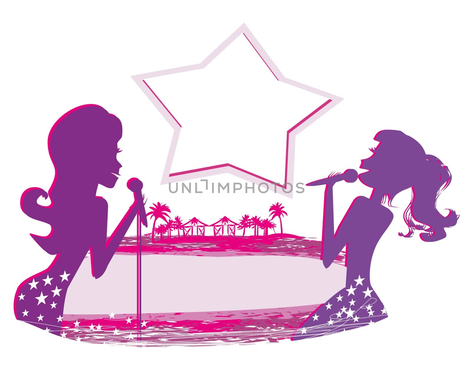 Karaoke night, abstract illustration with microphone and singer