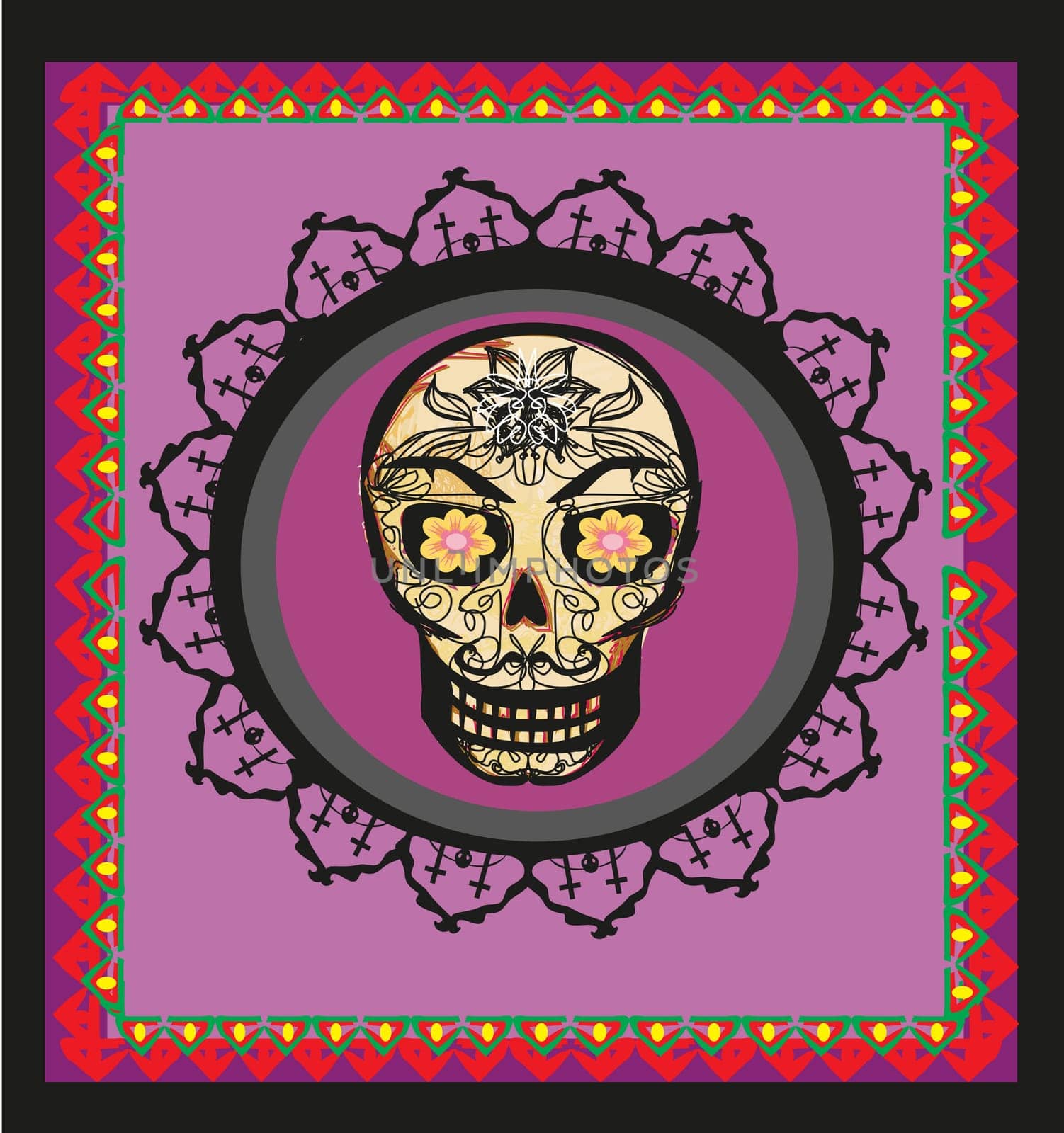 card with mexican skull