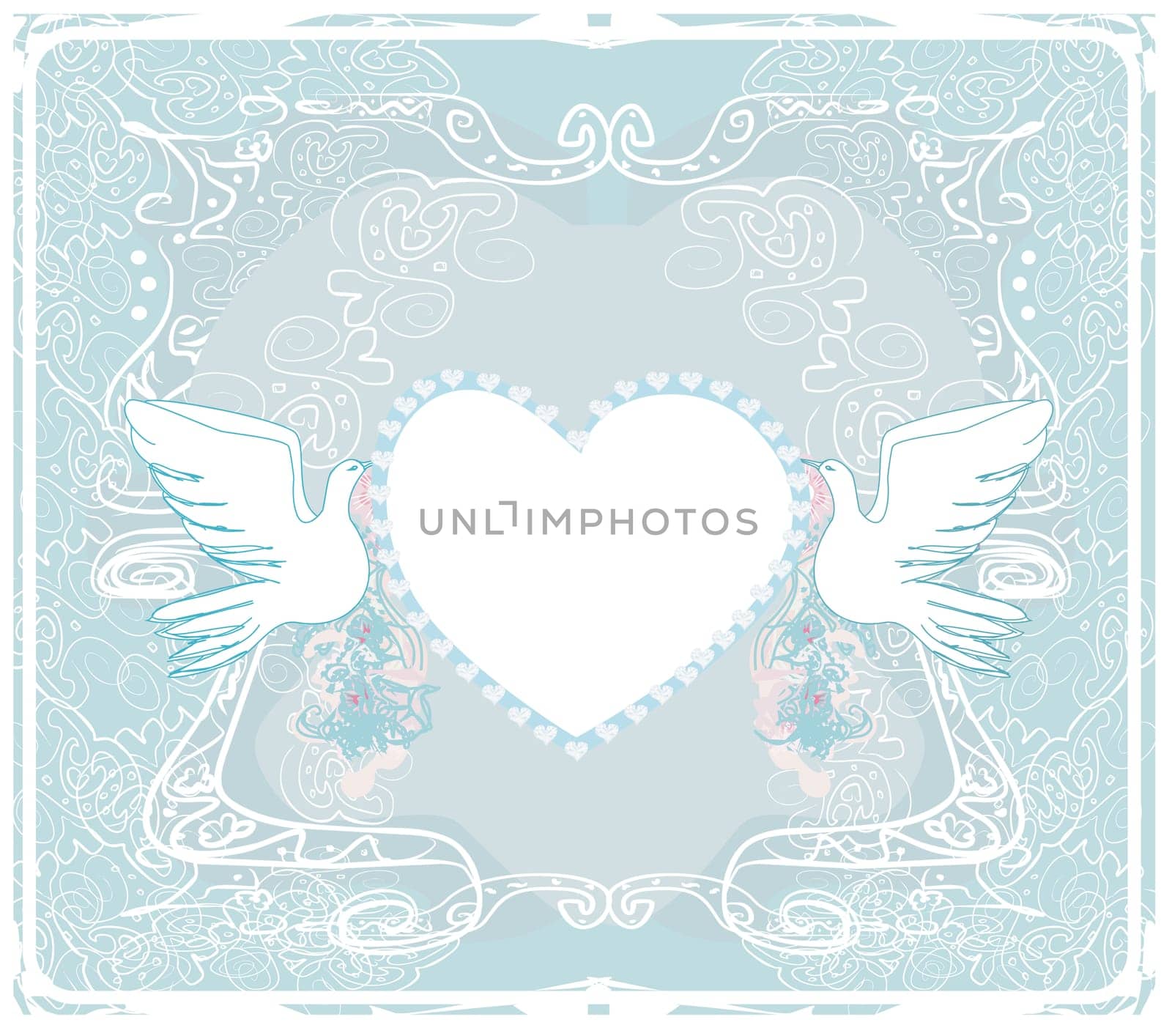 romantic card with love birds - Wedding Invitation