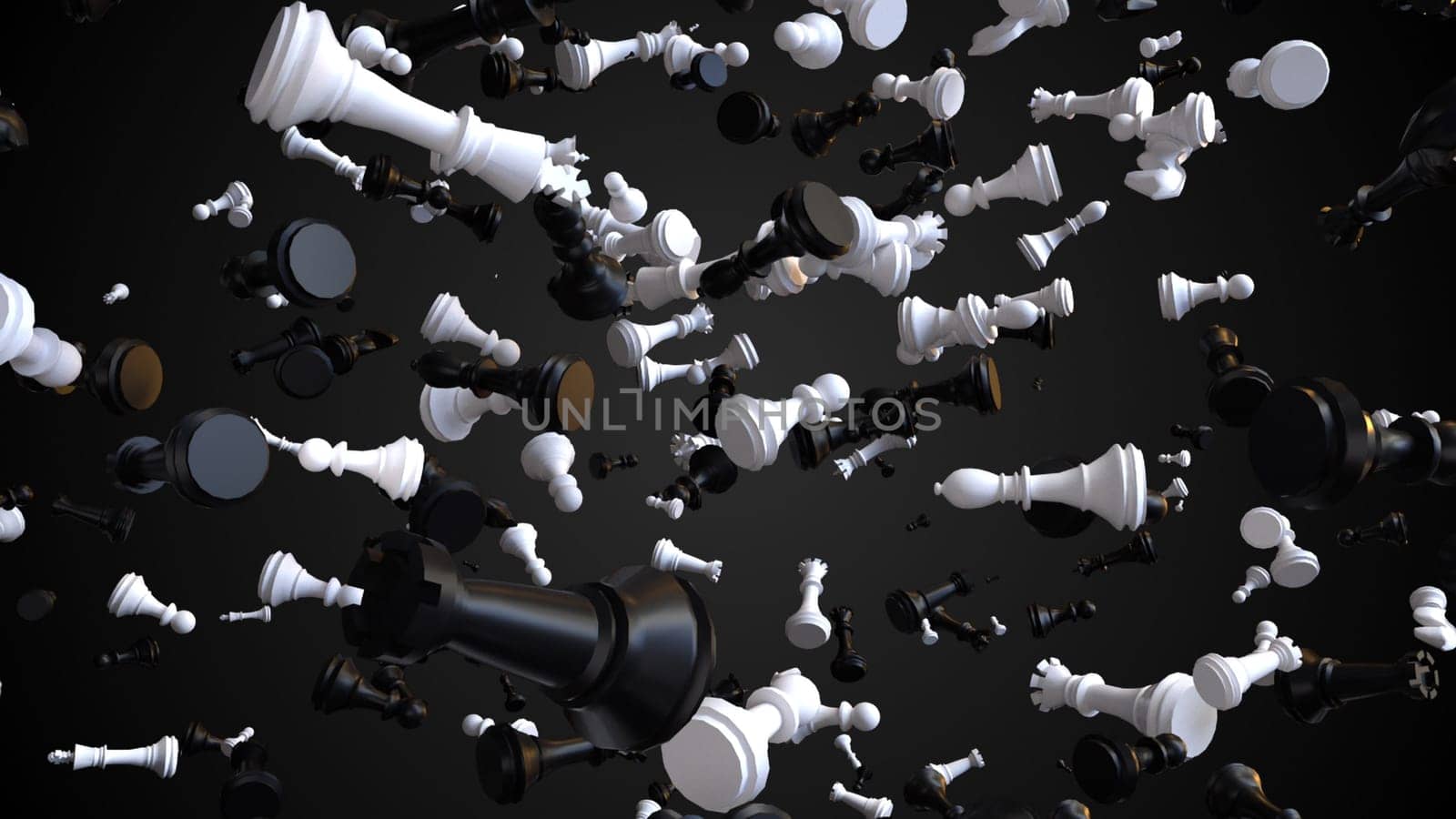 Falling chess. Computer generated 3d render