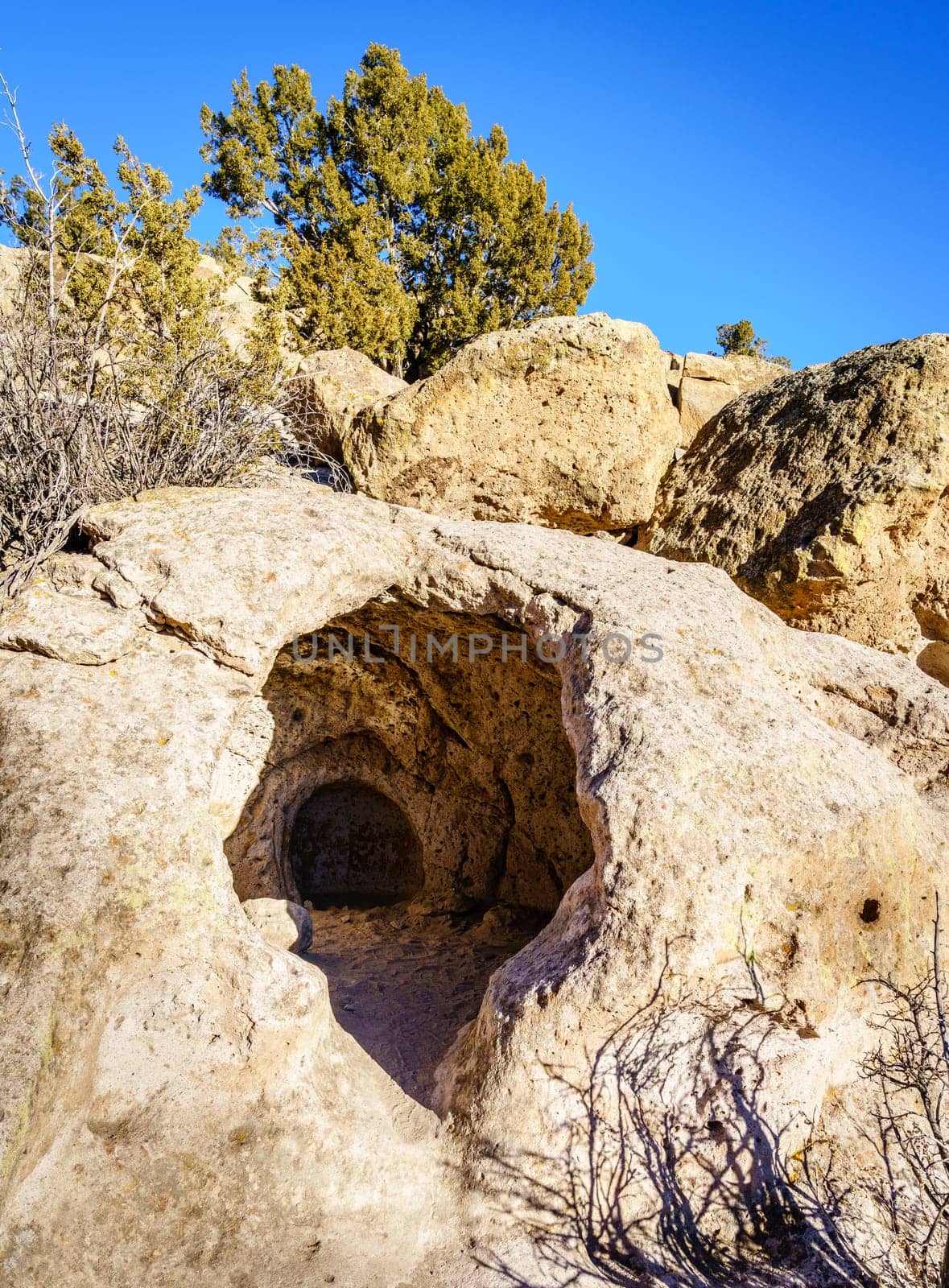 Ancient indian dwelling at Tsankawi - a part of Bandelier National Monument in New Mexico