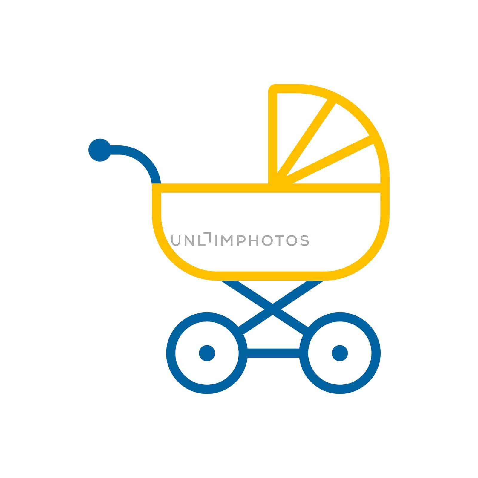 Stroller baby, carriage vector icon. Graph symbol for children and newborn babies web site and apps design, logo, app, UI