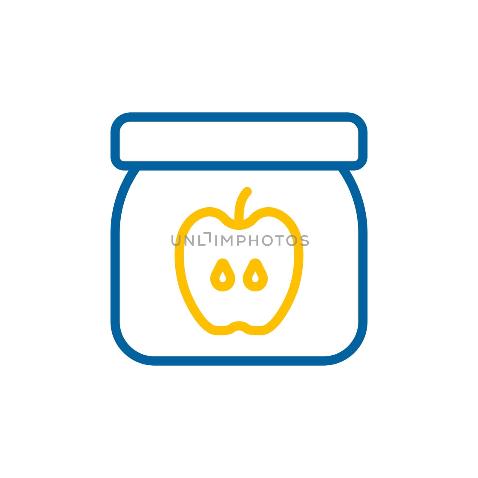 Jar of baby food with apple puree vector icon. Graph symbol for children and newborn babies web site and apps design, logo, app, UI