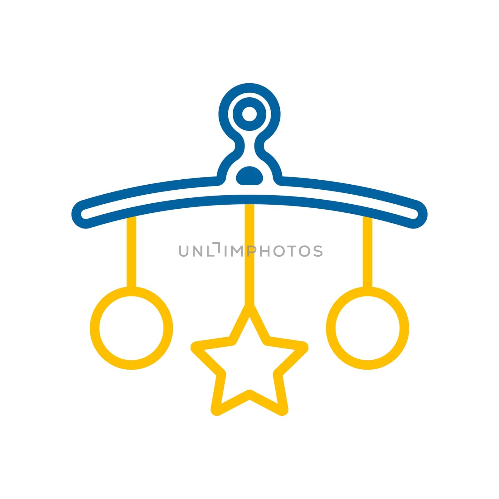 Baby crib hanging toy vector icon. Graph symbol for children and newborn babies web site and apps design, logo, app, UI