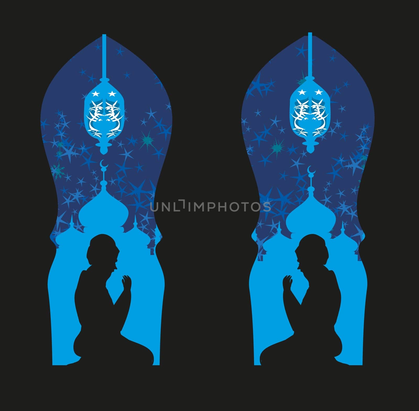 Abstract religious card - muslim man praying