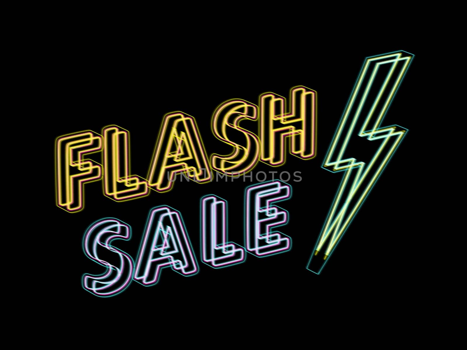 Flash sale, promo text on black background
