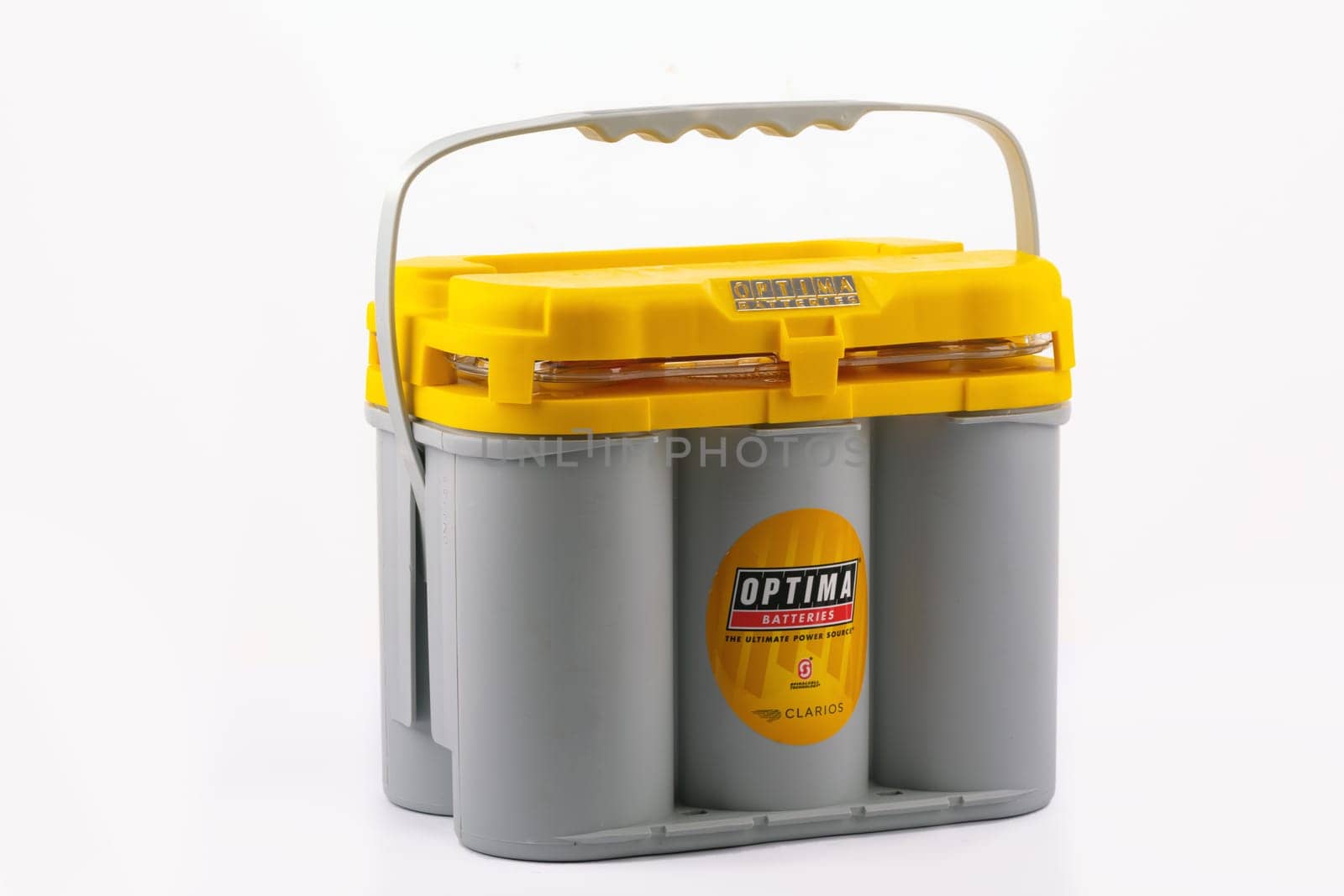 WETZLAR, GERMANY 2022-04-20: Optima Yellow Top Battery. OPTIMA Batteries are High Performance Car Battery is one with premium starting power.