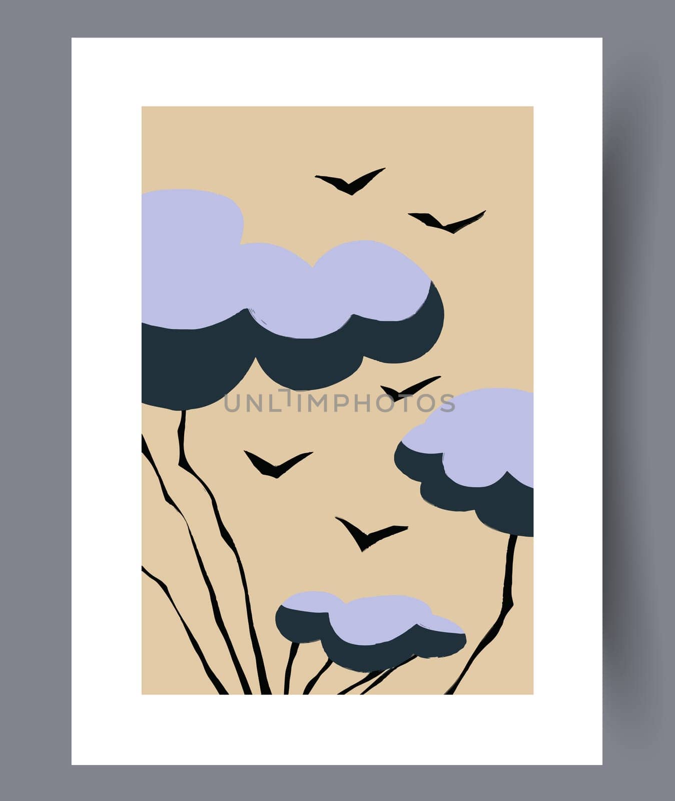 Scandinavian abstract vector print. Minimalistic abstract wall art background for print. Scandinavian vector style.