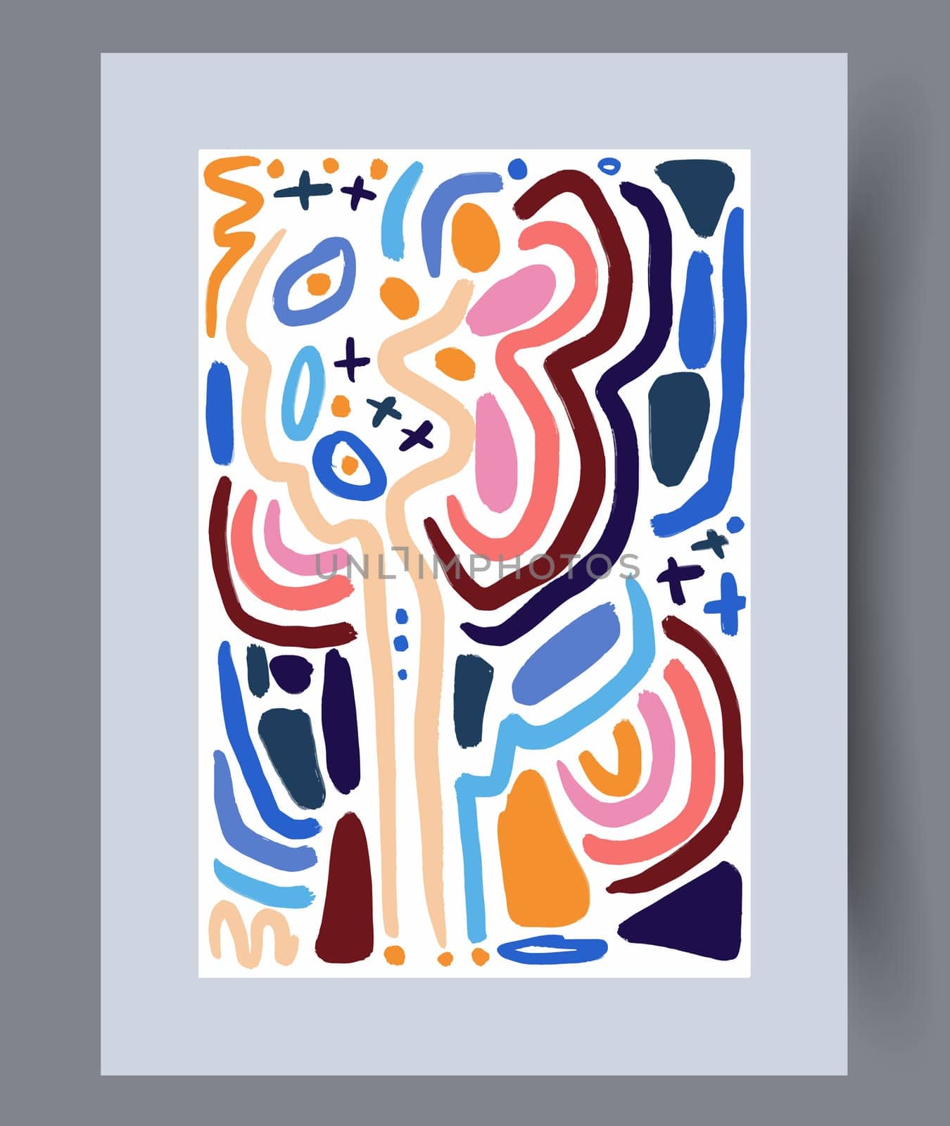 Scandinavian abstract vector print set. Minimalistic abstract wall art background for print. Scandinavian vector style.