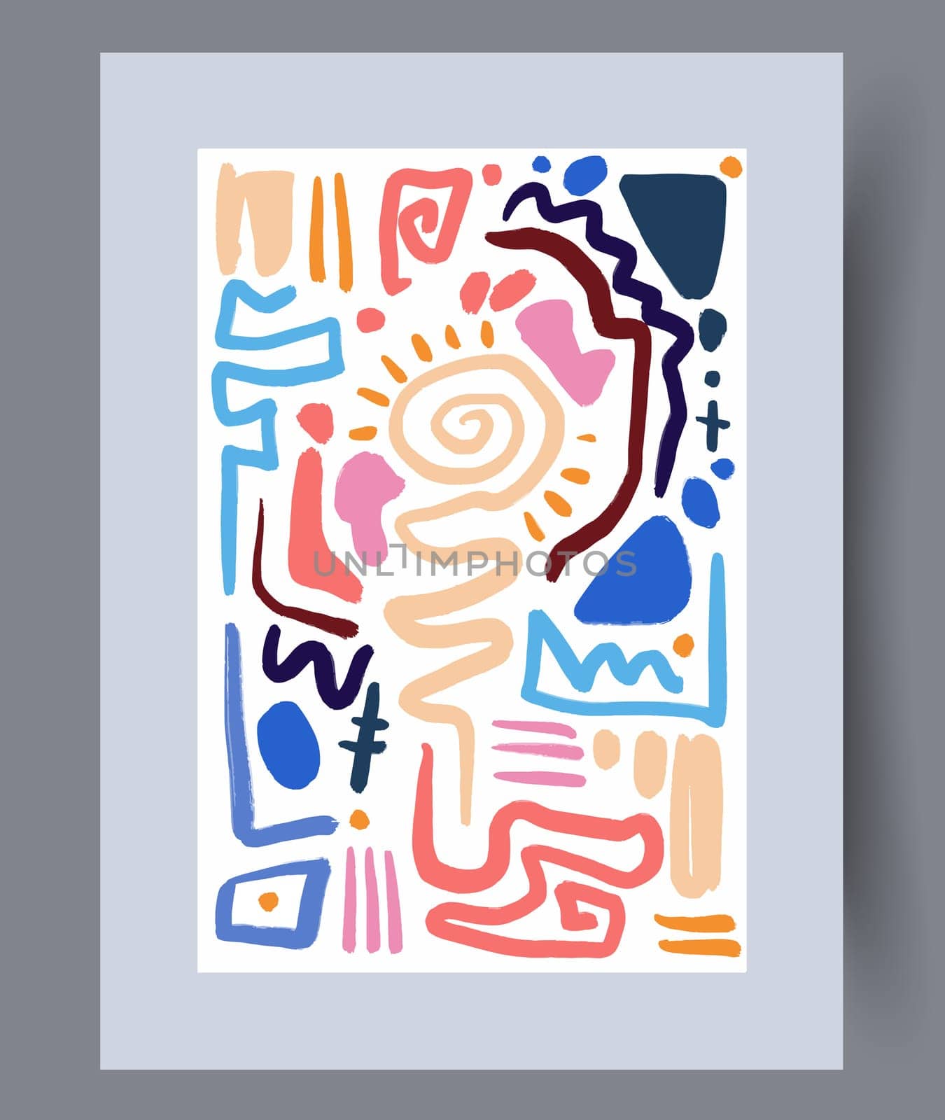 Scandinavian abstract vector print. Minimalistic abstract wall art background for print. Scandinavian vector style.