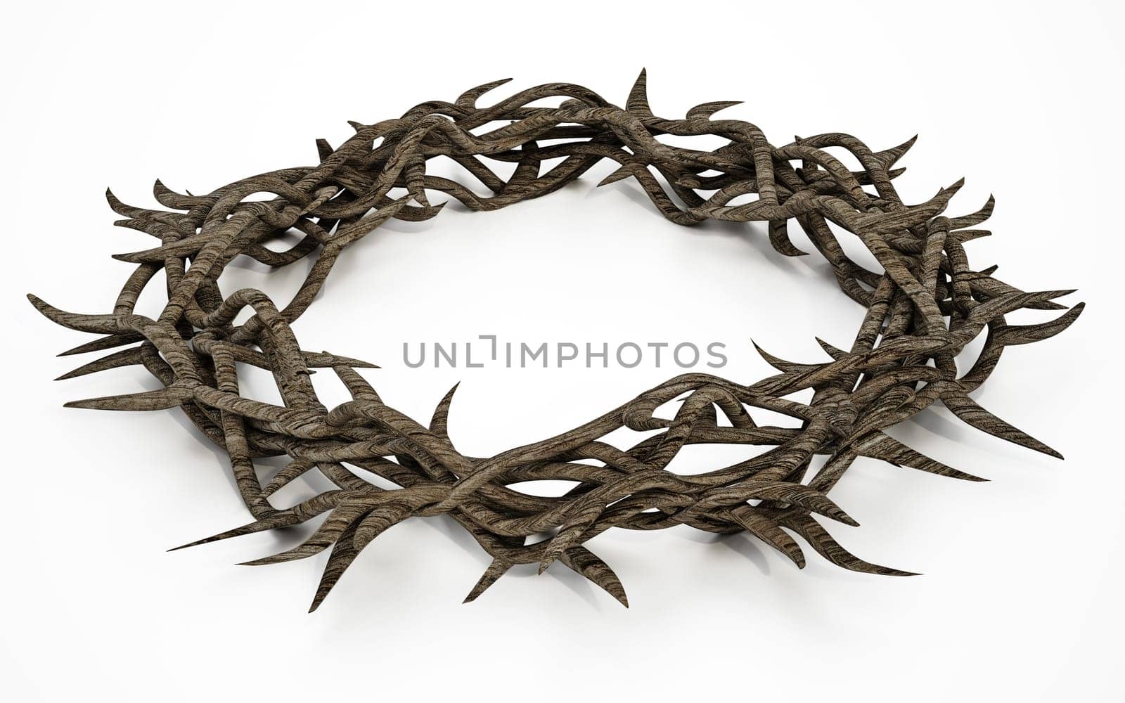 Crown of thorns isolated on white background. 3D illustration.