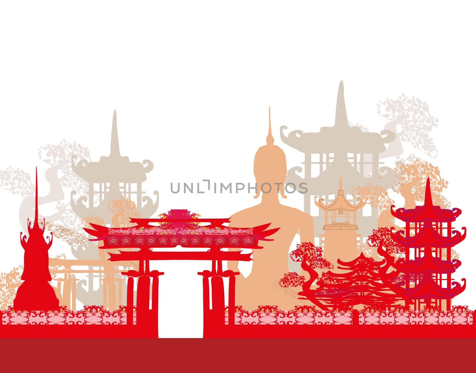 Buddha and Asian landscape