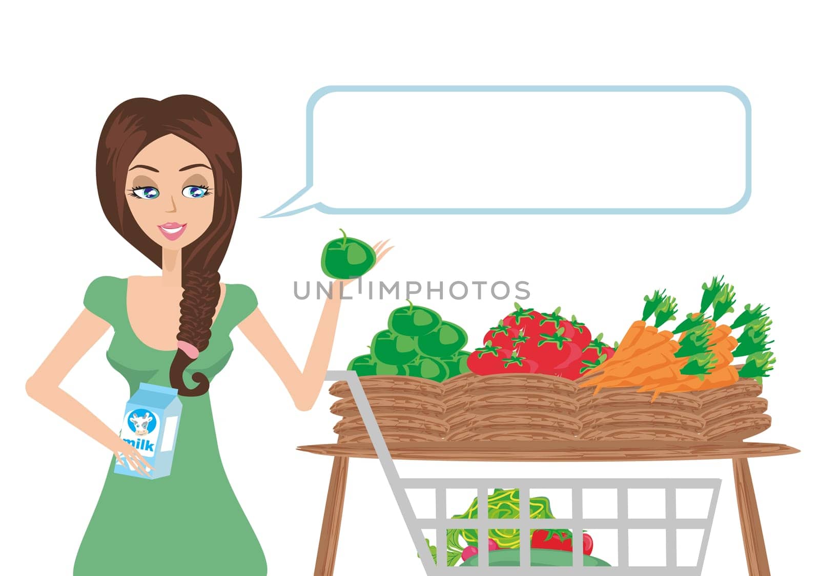 Women shopping vegetables and fruits