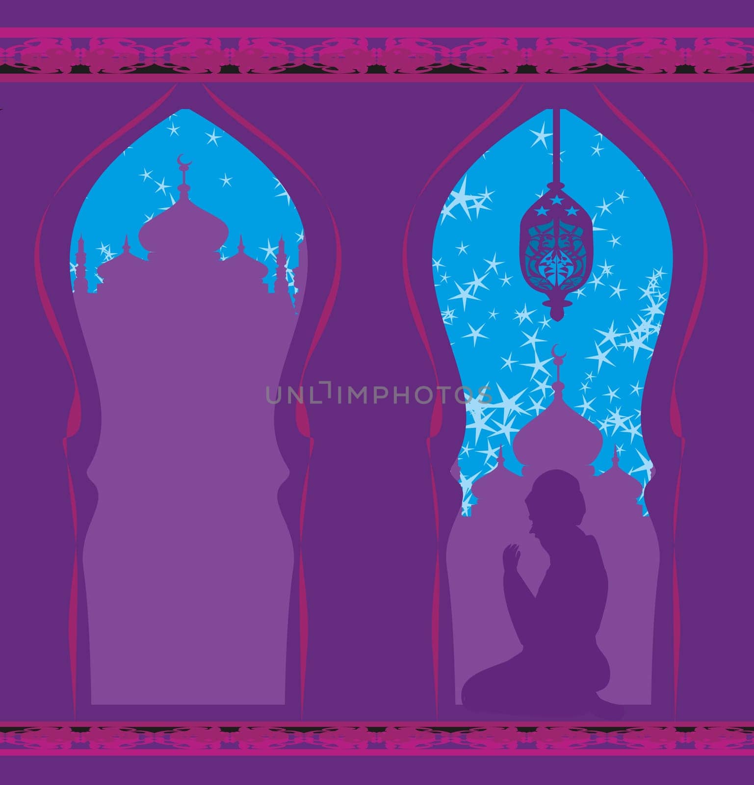 Abstract religious card - muslim man praying