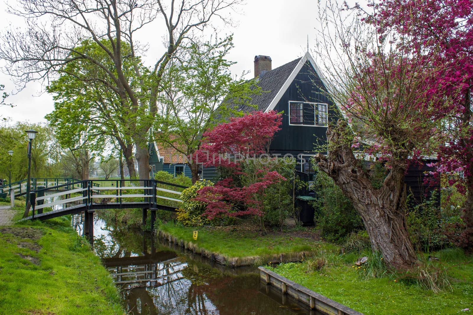 Traditional House in the Historic Village of Zaanse Schans on the Zaan River in the Netherlands
