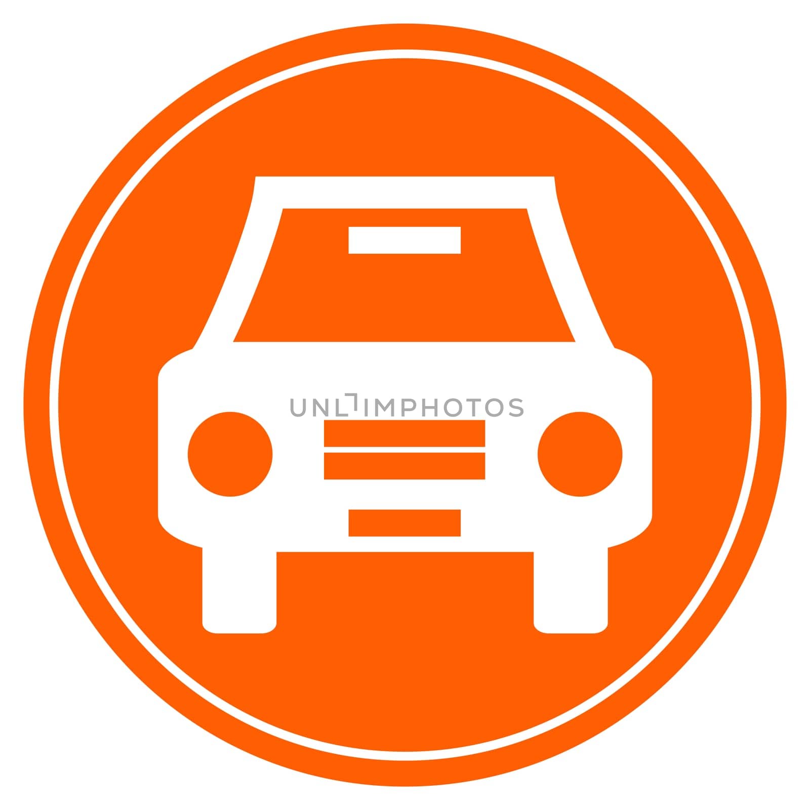 Round red Button with white Car icon - Traffic