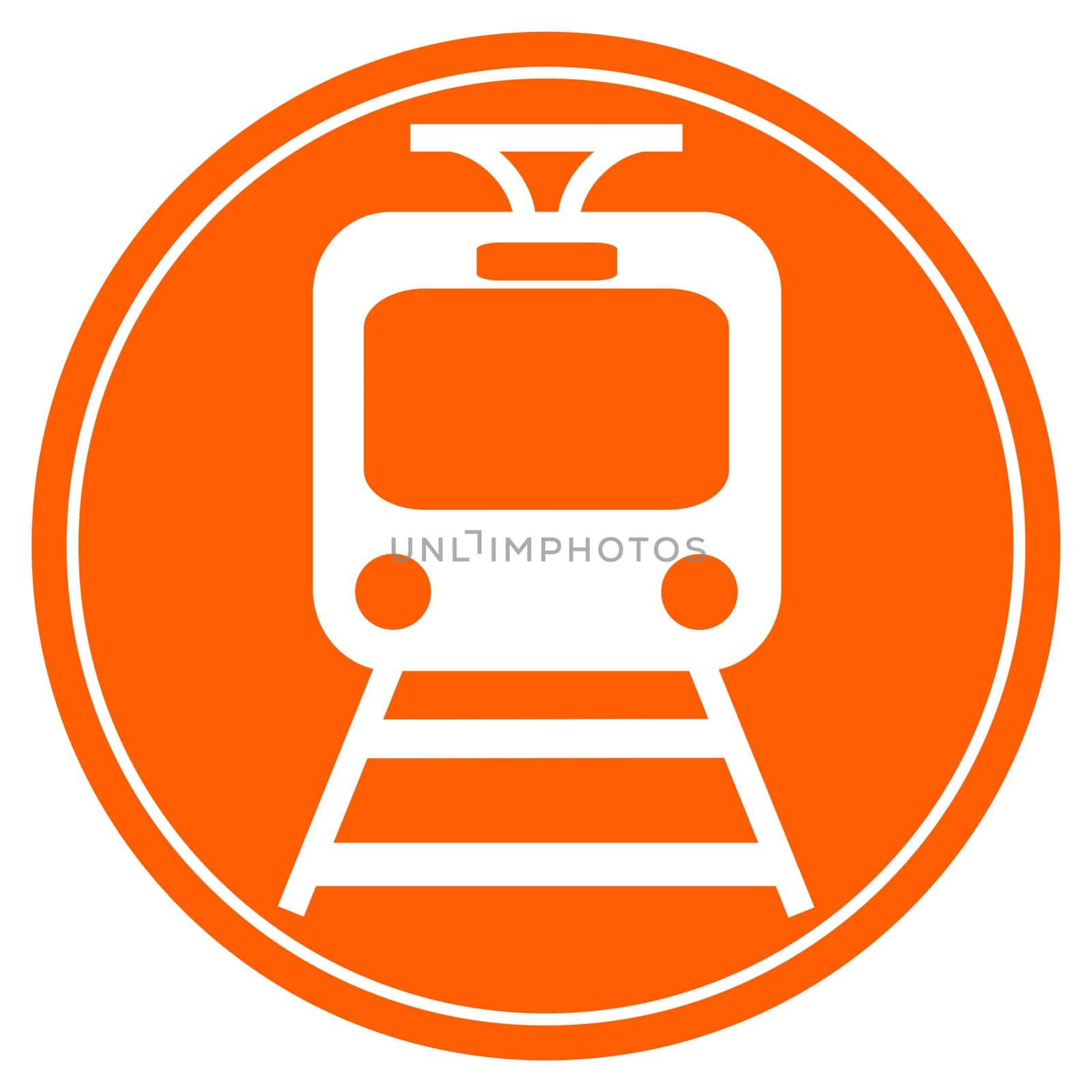 Round red Button with white Train icon - Public Transport