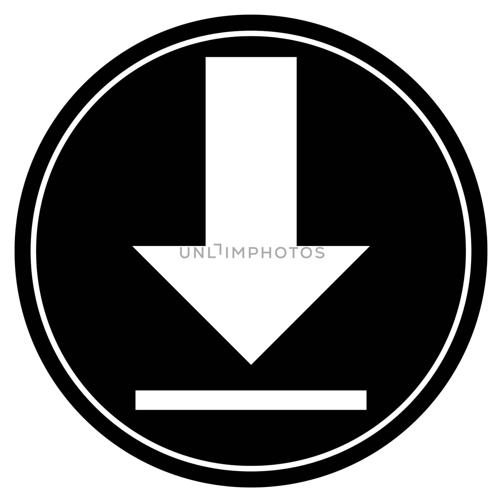 Round black Button with white icon - Download