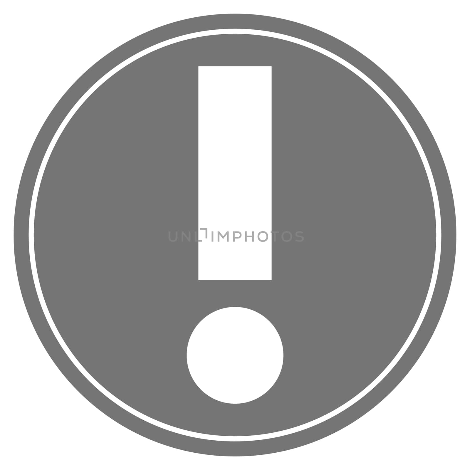 Round grey Button with white icon - Exclamation Mark